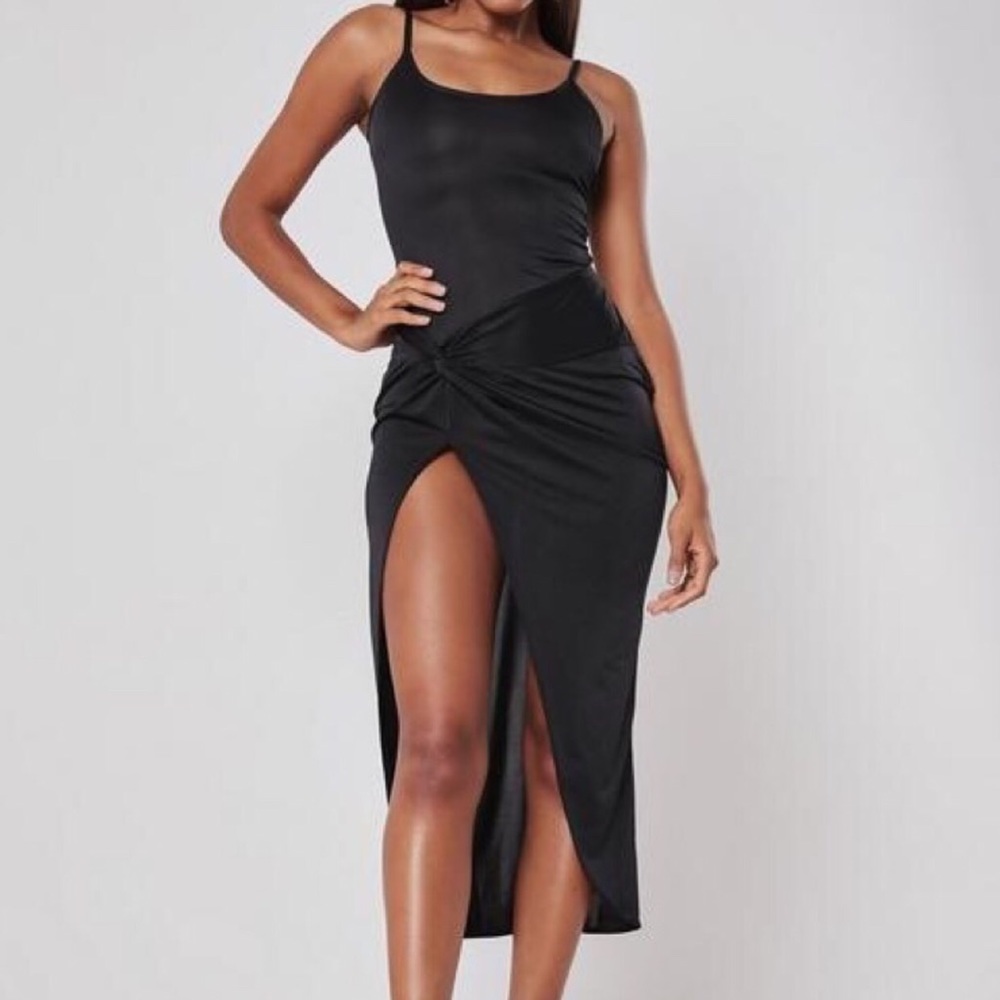 missguided twist side dress with slit